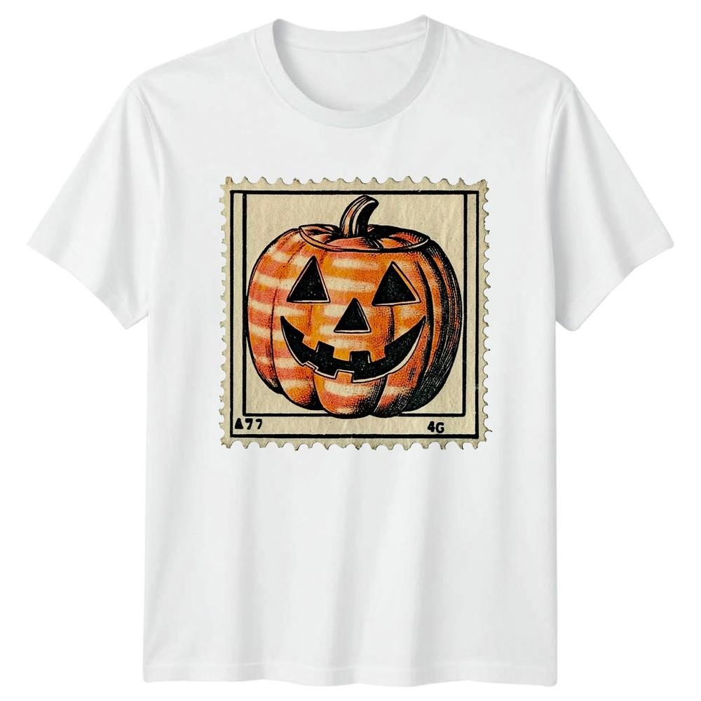 Jack O Lantern Halloween Holidays Unisexs TShirt Unisexs Tee Vintage Stamp Graphic S