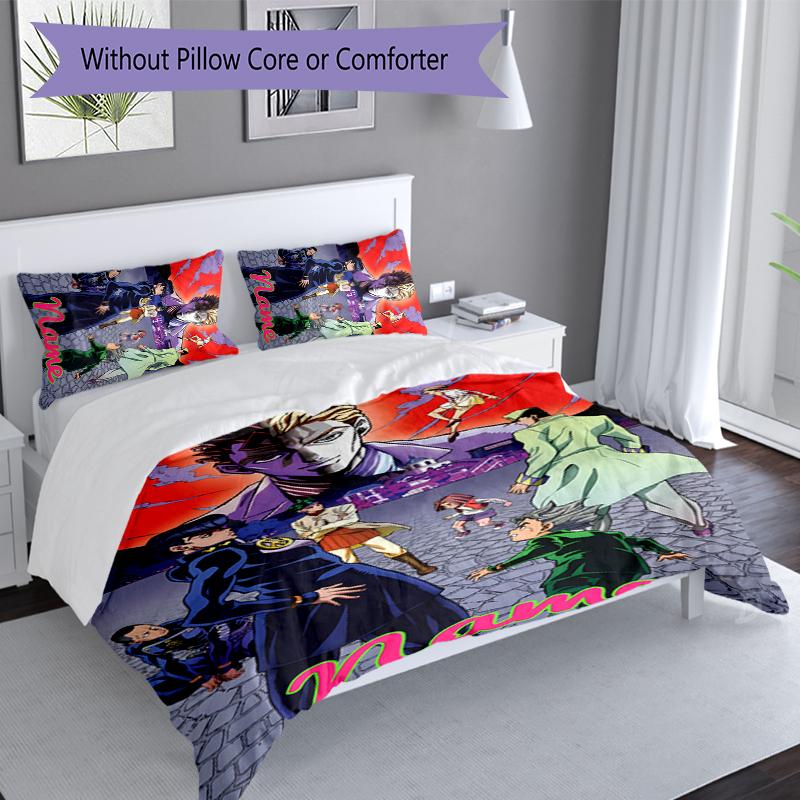 3pcs Custom Name JoJo's Bizarre Adventure Set,Includes 1 Duvet Cover and 2 Pillowcases,All-season Bedroom Decor