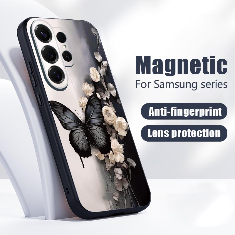 Luxury Colorful Butterfly Pattern Case For Samsung Galaxy S26 Ultra S25 Edge S24 Plus S23 FE S22 A17 A54 A55 A56 A57 5G Magnetic For Magsafe Cover
