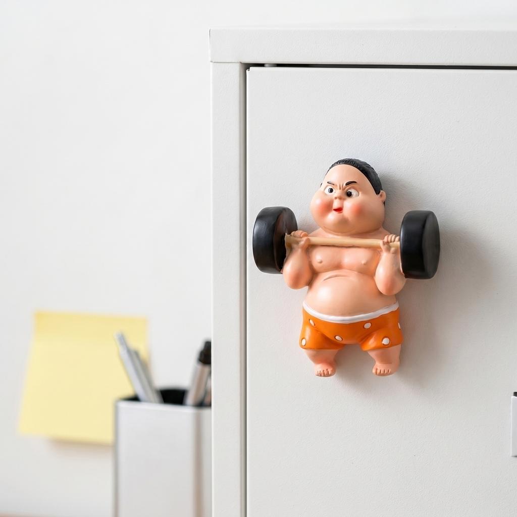 Creative Cute Weightlifting Man and Woman Magnetic Refrigerator Magnets Home Decoration Accessories for Kitchen and Office Use