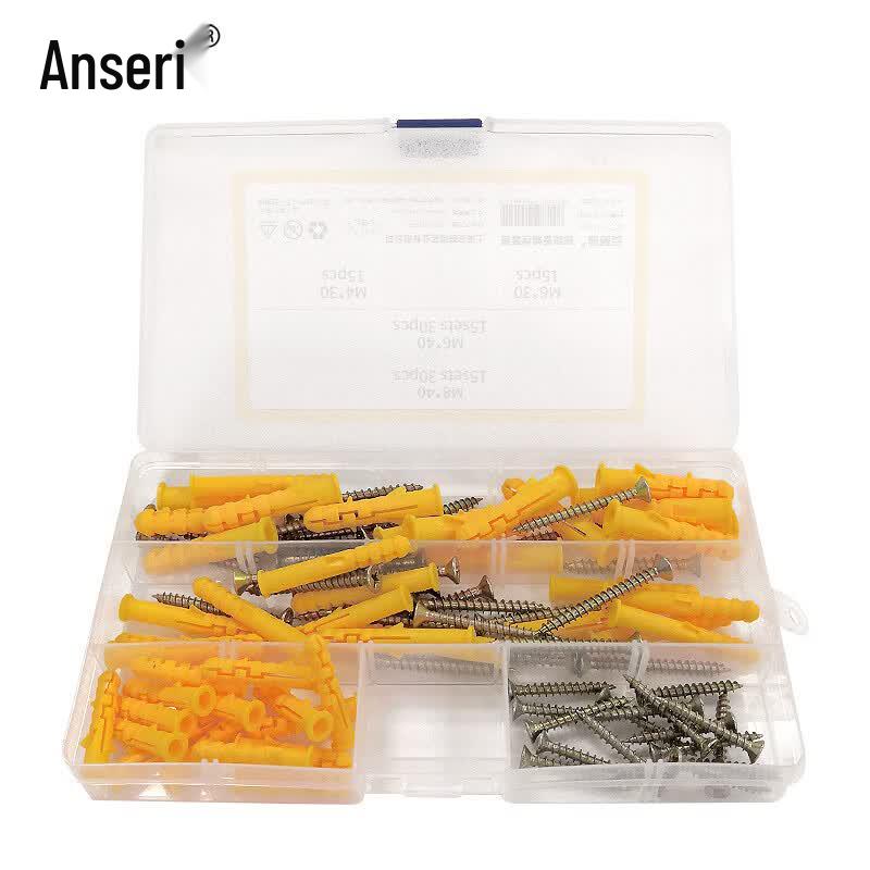 Ansellry M4 M6 M8 Plastic Expansion Anchor Screw Set