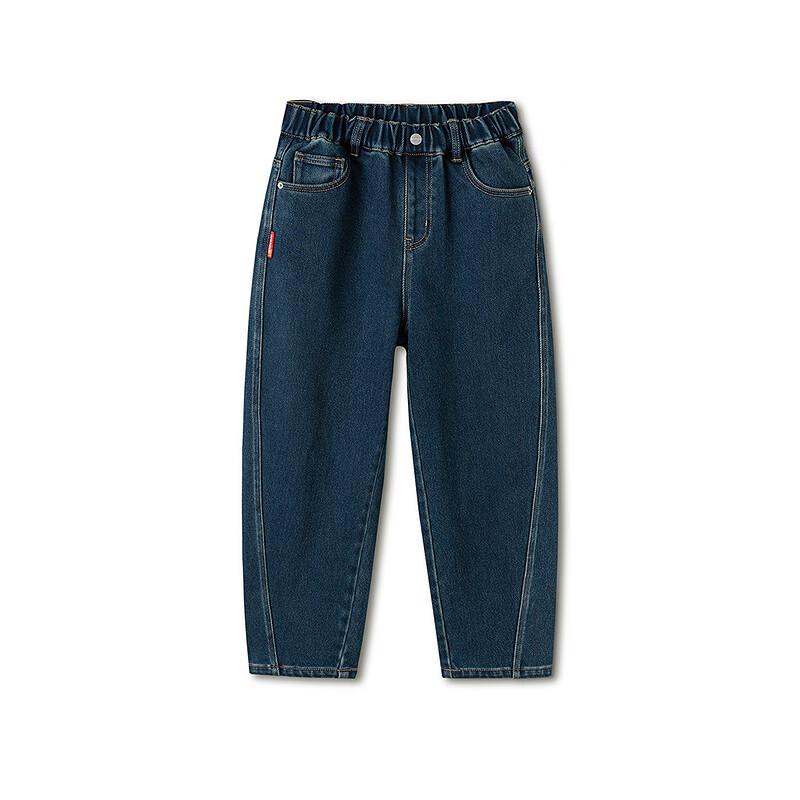 Balabala [balaOne] Boys' Fleece-Lined Denim Pants Lyocell Red New Year Celebration Trousers