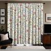 2Pc Pink And Blue Floral Pattern Curtains, Polyester Fabric, Machine Washable, Suitable For Bedroom Living Room Decoration