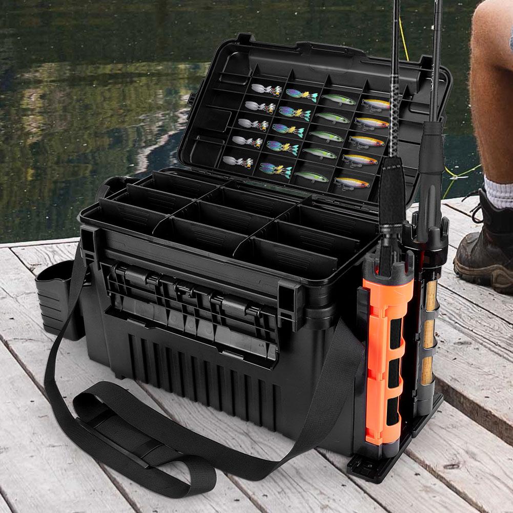 2 Tier Fishing Tackle Box Fishing Box 11 L Fishing Tool Box Adjustable Fishing Organizer Case Large Capacity Fishing Accessories