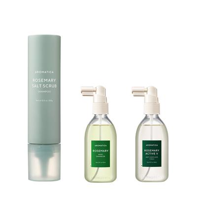 Shampoo esfoliante de sal de alecrim 300g e intensificador de raiz e tônico antiqueda, 1 unidade