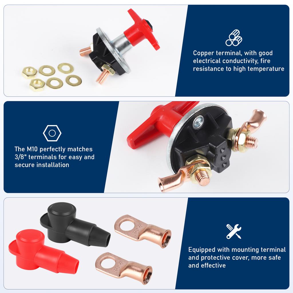 300A Truck Car Battery Power Switch, Fixed Key Disconnect Isolator Circuit Breaker Main Switch Master Cut Off Kill Switch Key