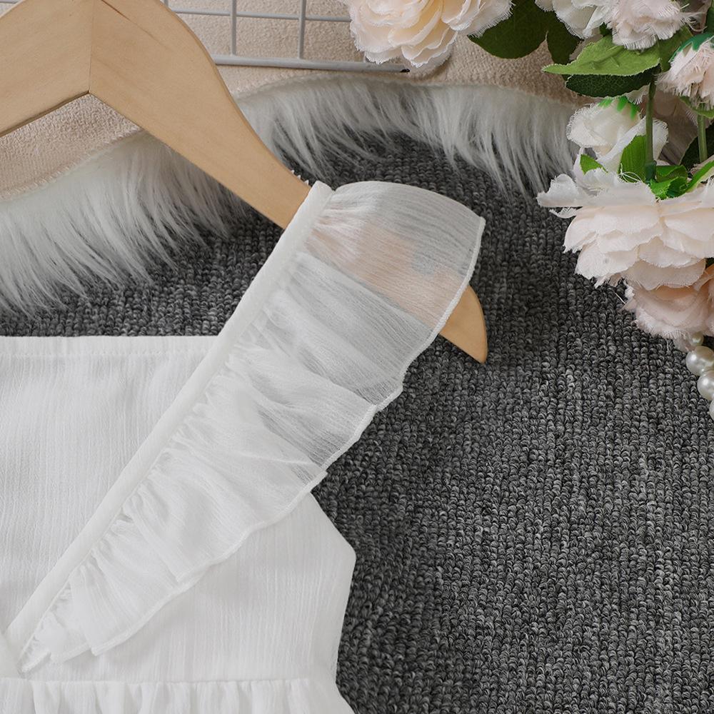 Letní dívčí šaty 2025 Nové dětské šaty bez rukávů Dívčí vestička Šifonové bílé gázové šaty