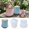 DM1370 Frog Lid Cylinder Storage Box Silicone Mold DIY Handmade Gypsum Cup Concrete Candle Container Jars Making Molds for Resin