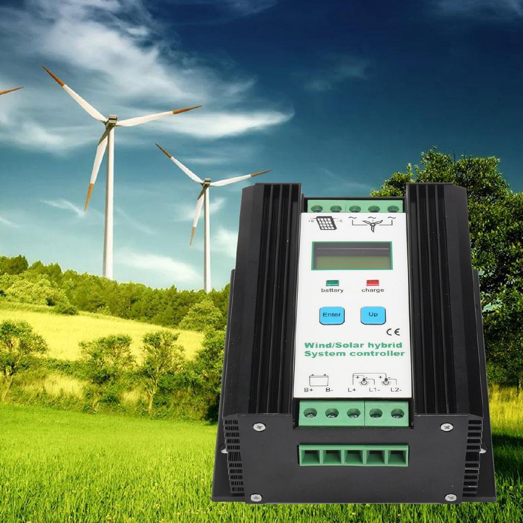 600W PWM Wind/Solar Hybrid System LCD Solar Power Controller 600W Wind + 600W Solar Electrical Equipment Accessories 12/24V Black