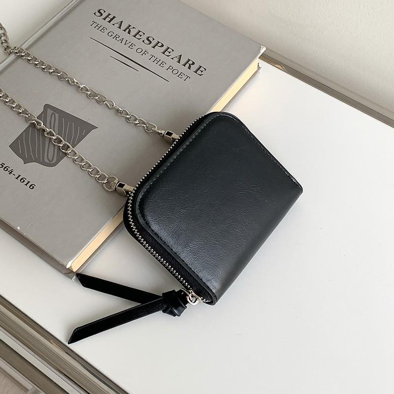 Korean Ins Style Fashionable Women's Short Square Bag Simple Chain Cross-body High-end Card Change Purse