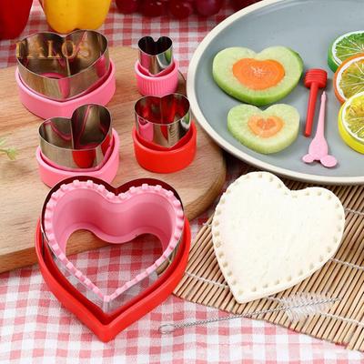 3/5/7/8Pcs Cortador de biscoitos em forma de coração Dia dos Namorados Amor Coração Forma Cortadores de biscoitos Cortador de cozimento de aço inoxidável Molde para biscoitos Sanduíches Biscoitos