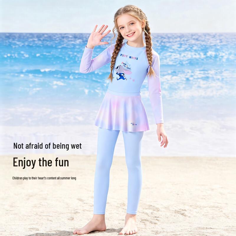 Disney Girls' Long-Sleeve Rash Guard Swimsuit Set