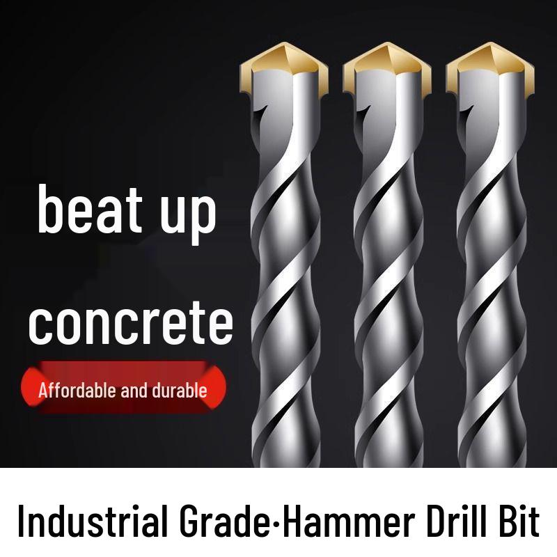 Extended Rotary Hammer Drill Bit Set for Concrete, Stone, and Brick Walls - Alloy, Square & Round Shanks
