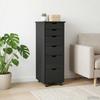 Rolling Cabinet with Wheels Black 34 x 39 x 93.5 cm Solid Pine Wood