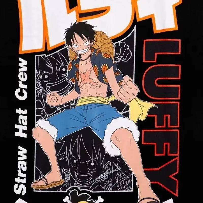 Miniso Summer Women Tshirts Japanese Anime ONE PIECE Luffy Print Clothing Harajuku Y2K Tee Oversized Cotton Short Sleeve Tops