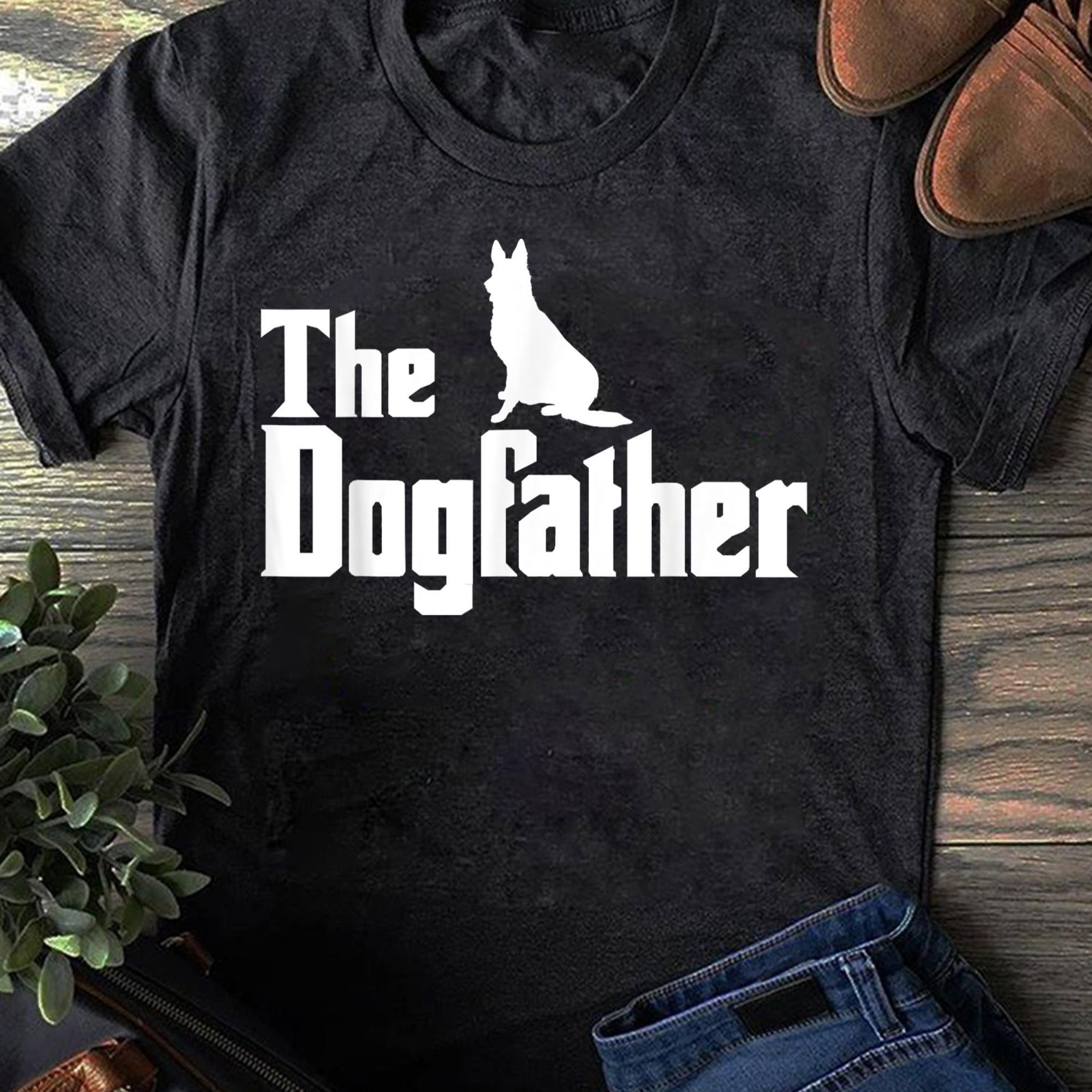 The Dogfather German Shepherd T-Shirt Funny Dog Lover Women T Shirts S чёрный