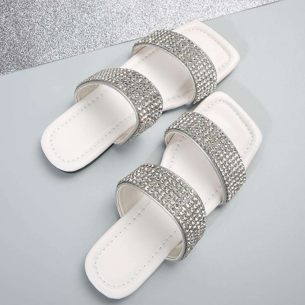 Klapki z cyrkoniami dla kobiet Letnie buty Nowe modne damskie Odporne na zużycie Projektanckie Casualowe Wygodne Klapki damskie