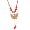 Concubine Butterfly Ethnic Style Ceramic Long Sweater Chain Female Antique Pendant Retro Chinese Style Butterfly Necklace