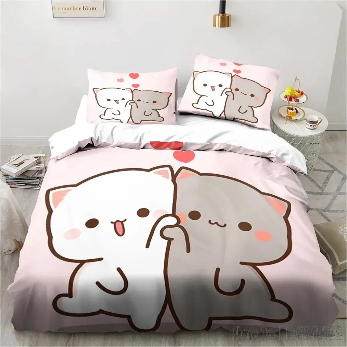 3D Printen Cartoon Bubu Dudu Beddengoedset driedelige set Anime Volwassene Kind Slaapkamer Dekbedovertreksets Hometextiel Verjaardagscadeaus US Twin 173x218cm