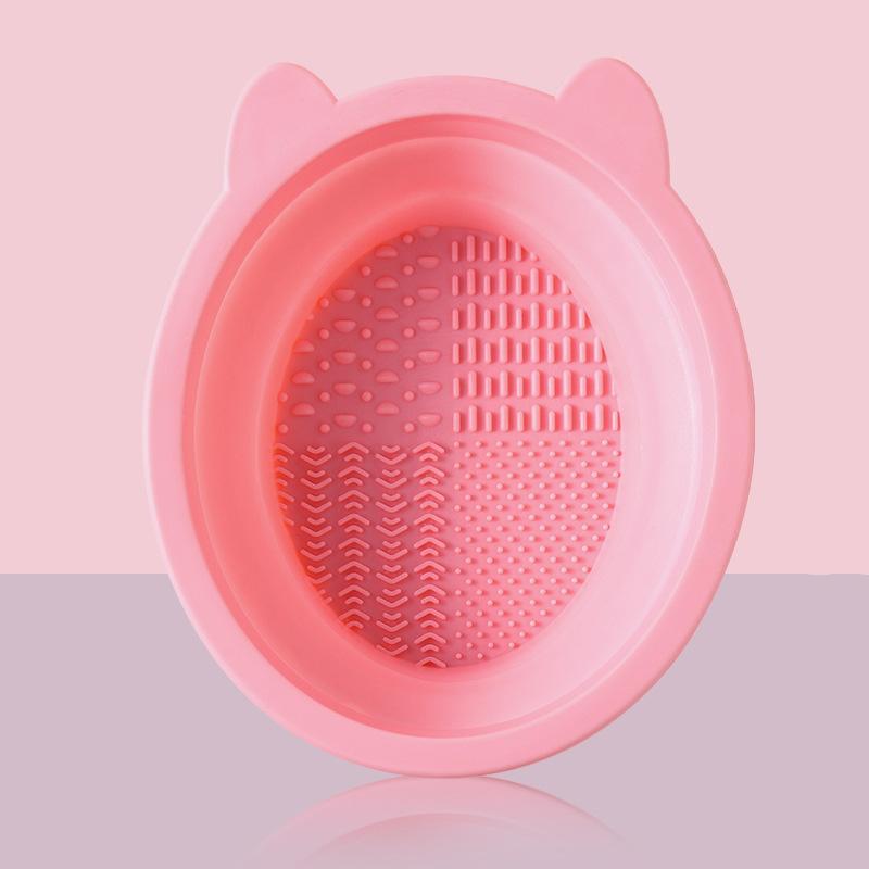 

Силиконовые ушки медведя для чистки кистей для макияжа, чистящая подушечка для чистки косметических яиц, коврик для чистки кистей для бровей, портативные инструменты для макияжа розовый