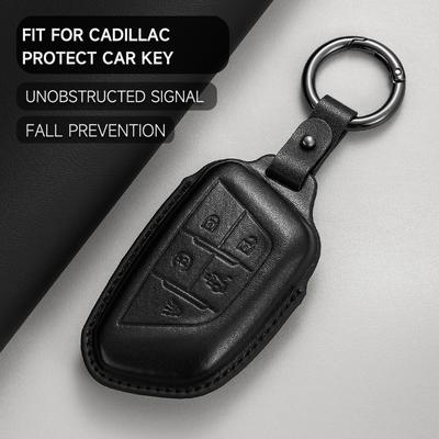 Leder Autoschlüssel Hülle Schutzschale Schlüsselanhänger für Cadillac CT4 CT4-V CT5 C8 Corvette LYRIQ 2022 2023 2024