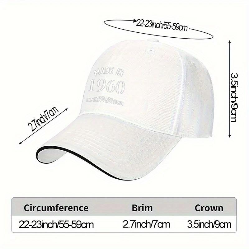Made in 1960 Limited Edition Baseball Cap Polyester Adjustable Unisex Casual Snapback Hat