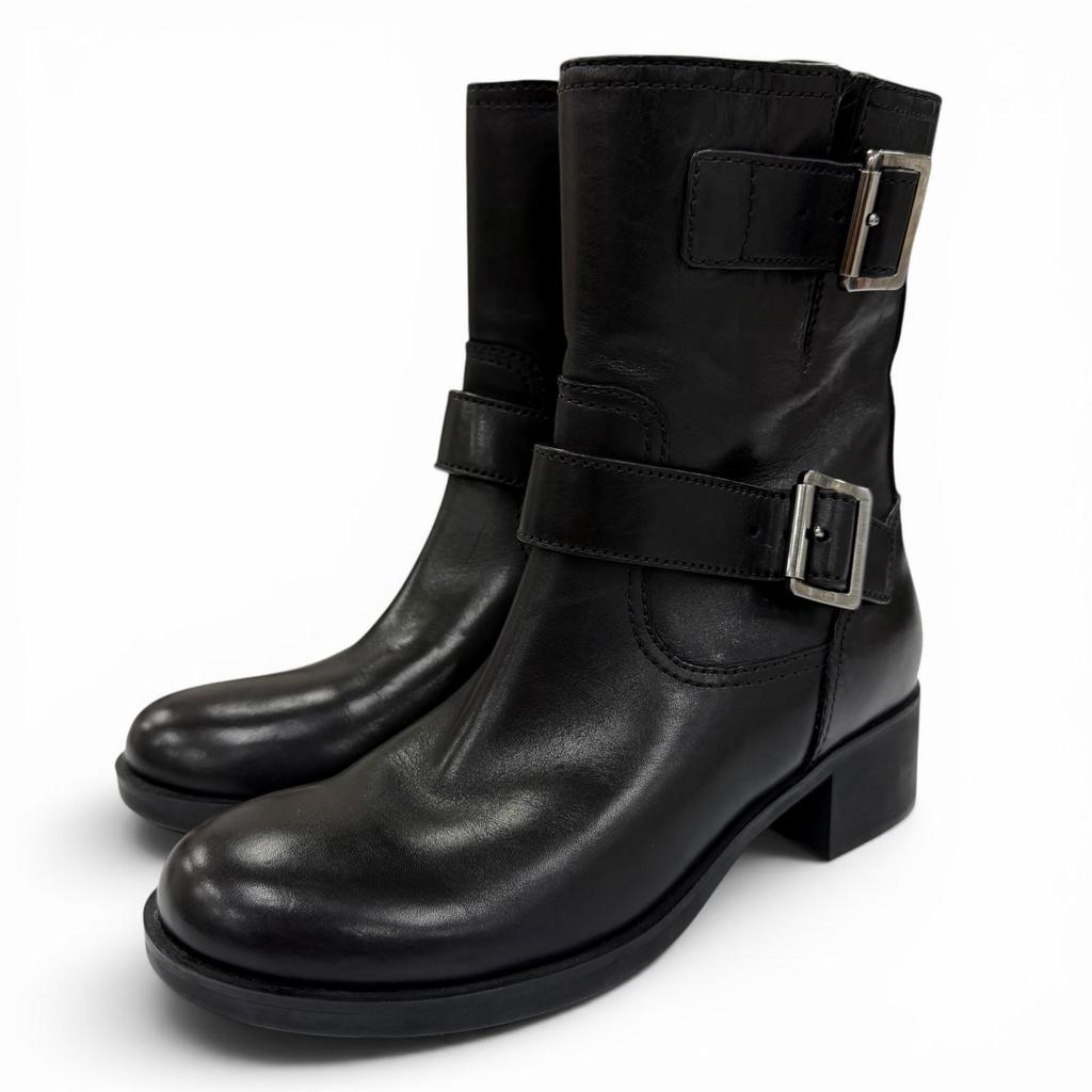 Great PRADA short boots Belt-design leather biker boots, engineer boots, 35.5 Used