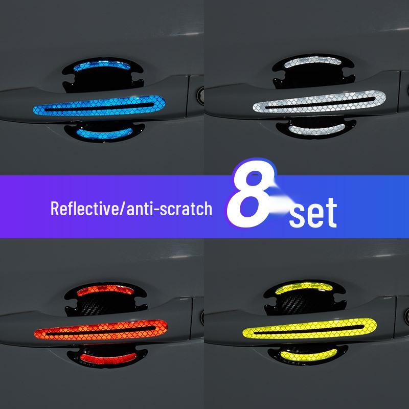 Reflective Carbon Fiber Anti-Collision Car Stickers for Handles, Door Bowl, and Mirrors
