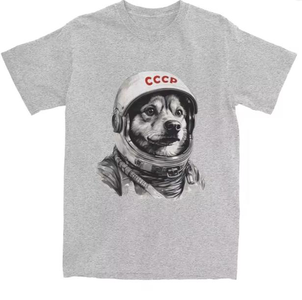 2026 Leika Space Uzbekistan Astronaut Dog Pattern TShirt Short Sleeve Casual Wear Unisexs And Unisexs TShirts Unisexs Jacket