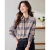TERRE BLEUE Women's Plaid Casual Shirt