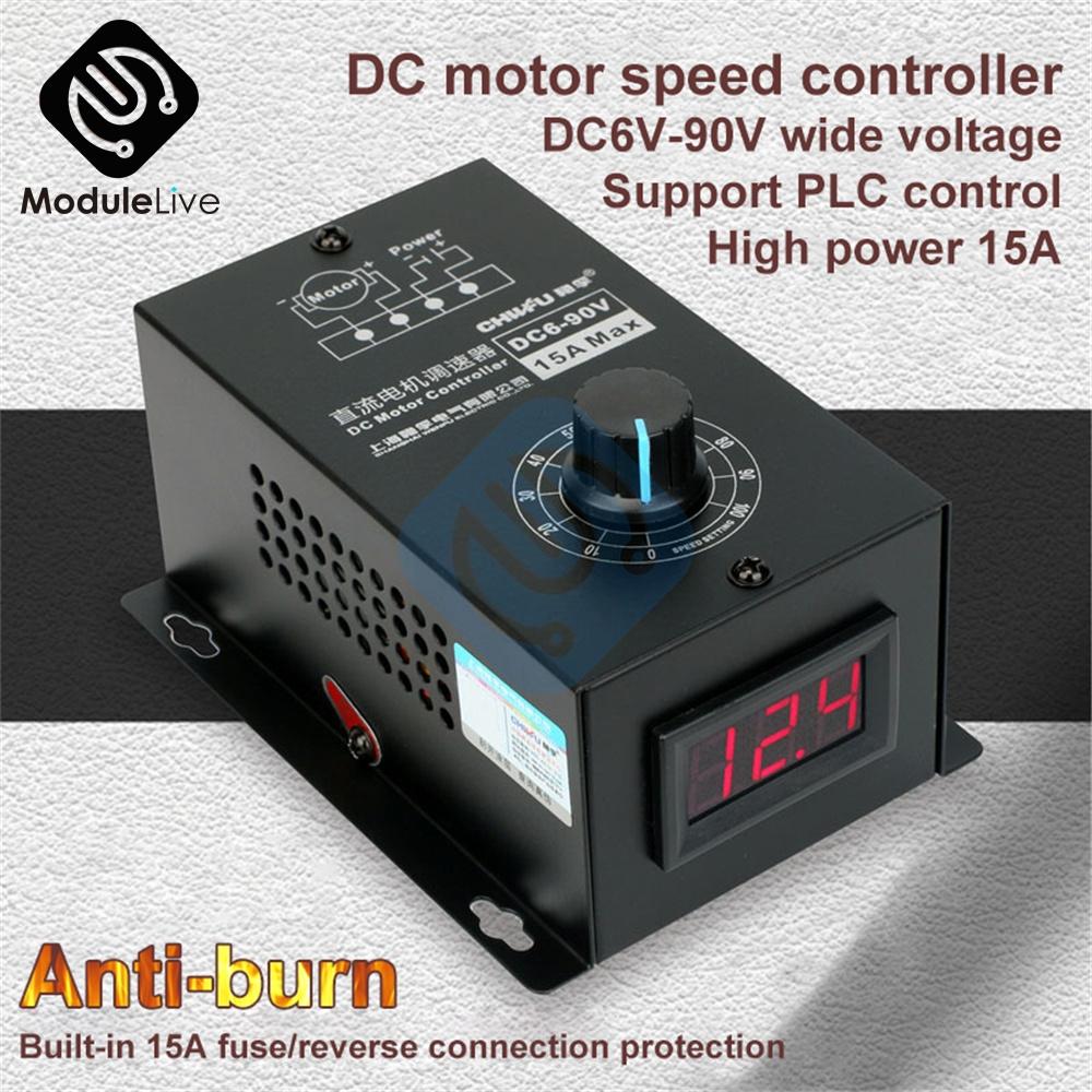 

10000W High Power Silicon Electronics Voltage Regulator Machinery Electric Variable DC 6V-90V PWM DC Motor Speed Controller 15A China Mainland