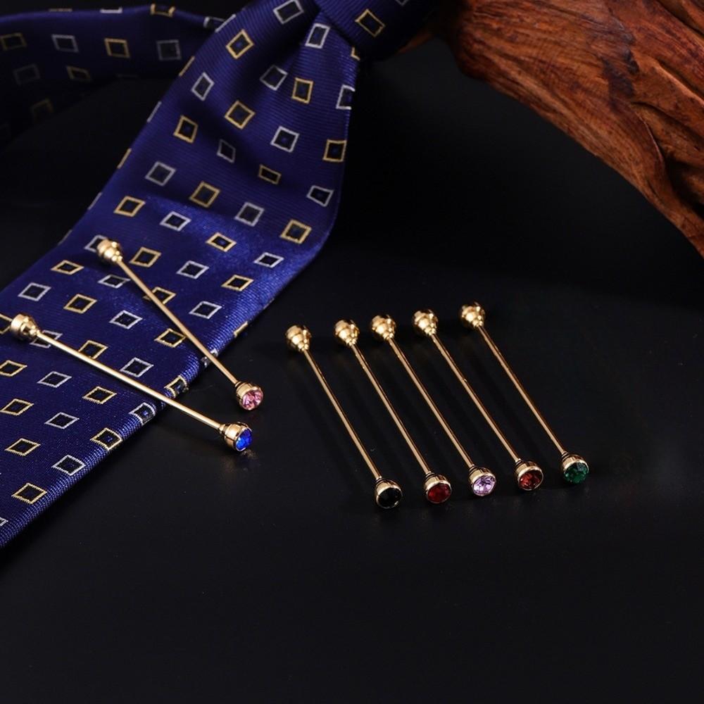 Mini Crystal Tie Collar Needle Detachable Neckline Pin Knight's Uniform Shirt Collar Pin  Gift