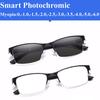 Luksus Business Menn Photochromic Myopi Briller Halv Innfatning Anti-blått lys Utendørs UV400 Ferdige briller Dioptri 0 TIL -6.0