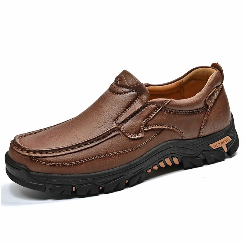 Big Size 47 48 49 Mens Oxfords Slip On Shoes MenLeather Casual Shoes Loafers Flats Handmade Moccasins Outdoor Walking Trekking