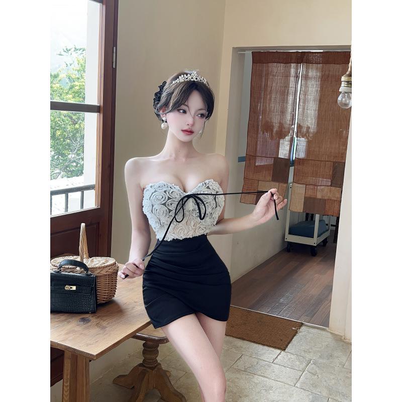 

Women s Sexy Nightclub Technician Halter Dress Large чорний