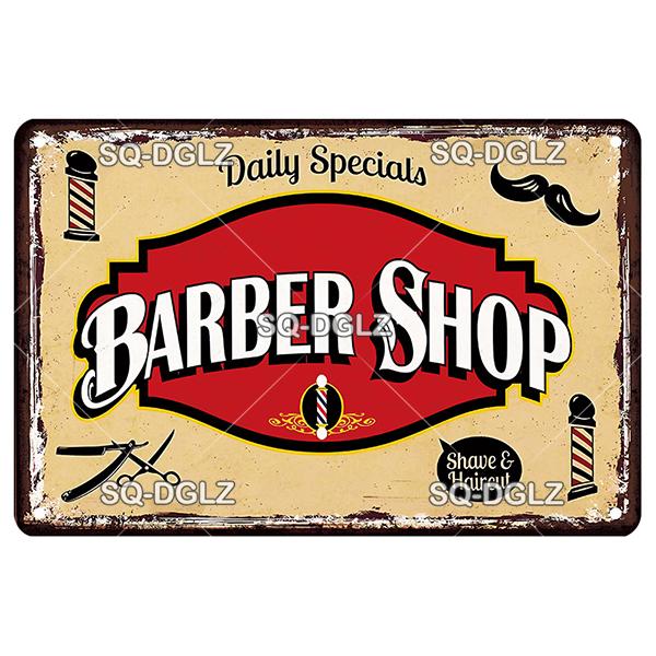 Vintage Barber Sign Metal Wall Decor Retro Tin Plaque for Man Cave Garage