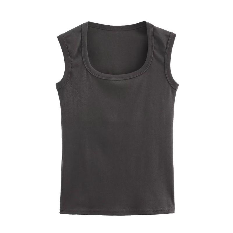 Kaslead New Arrival Women's Clothing Fashion Style Knitting Exercise Sleeveless U-Collar Pullover Vest Bottoming