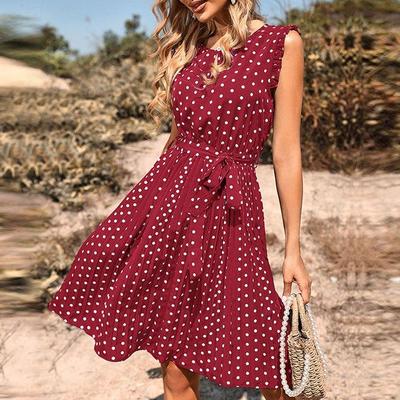 Ärmelloses Sommerkleid mit Punktdruck für Frauen, lässig, sexy Abend-Party-Kleider, modische Outfits, figurbetontes Kleid, Damen-Robe 24710
