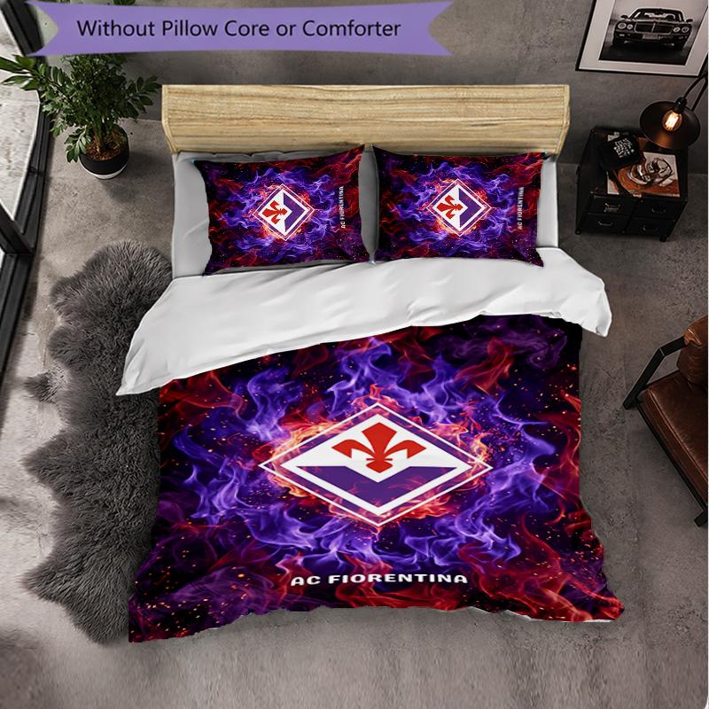 Fiorentina FC Themed Bedding 3Pcs Duvet Cover Set Decorative Bed Linen For Teen Room Home Decoration