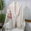 Chinese Style Embroidered Wool Scarf – Elegant Women's Winter Shawl, Double-Sided, Warm Fashion Accessory