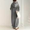 Damen Plus Size Einfarbige Kapuzen-Reißverschluss-Langarm-Sweatshirt-Kleid mit Fleecefutter Lässige Langarm-Sportjacke