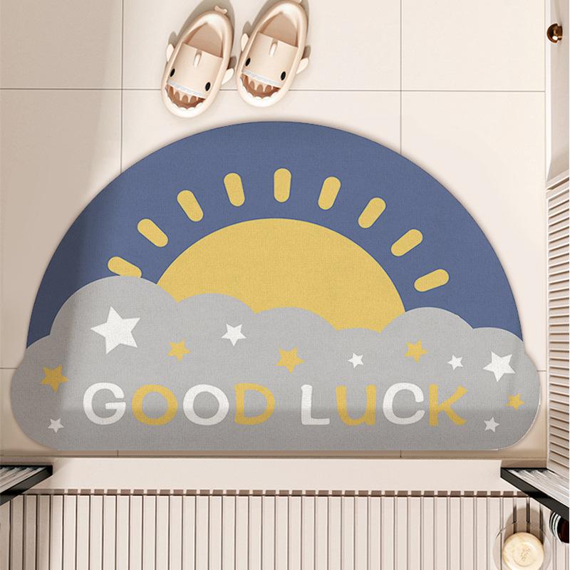 Diatom Mud Floor Mat Cartoon Cute Puppy Rainbow Bathroom Floor Mat Toilet Toilet Wear-resistant Absorbent Non-slip Mat