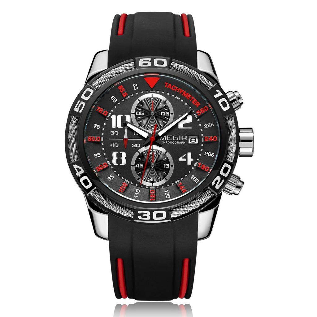 Megir Silikon Sportsklokke Herre Relogio Masculino Toppmerke Luksus Chronograph Army Military Watches Klokke Herre Quartz Armbåndsur