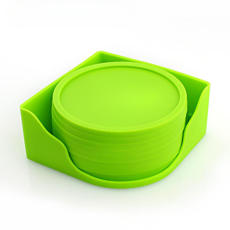 

Круглые 10 см силиконовые подставки набор силиконовый ящик для хранения подставки под горячий кофе черные подставки 8 coasters +1 bracket