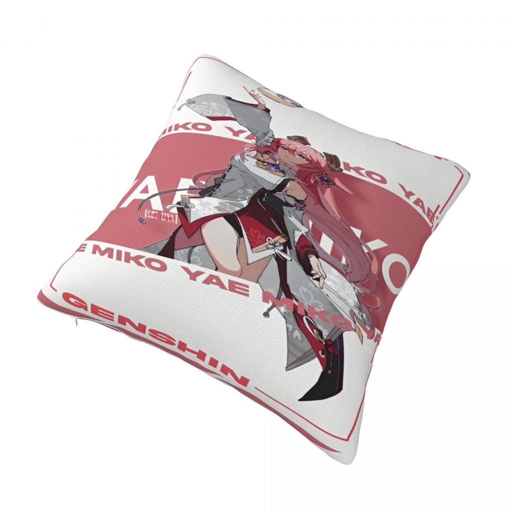 Yae Miko Genshin Impact Printed Pillowcase Cushion Cover Pillow Covers Y2K Bed Decoration Zippered Multi-Size