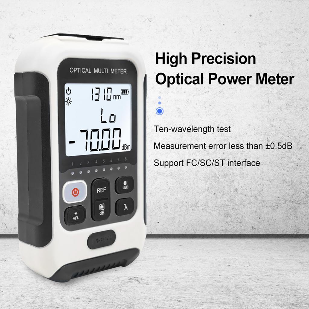 Optical Fiber Power Meter White Multifunctional Fiber Optic Tester for Communication Engineering