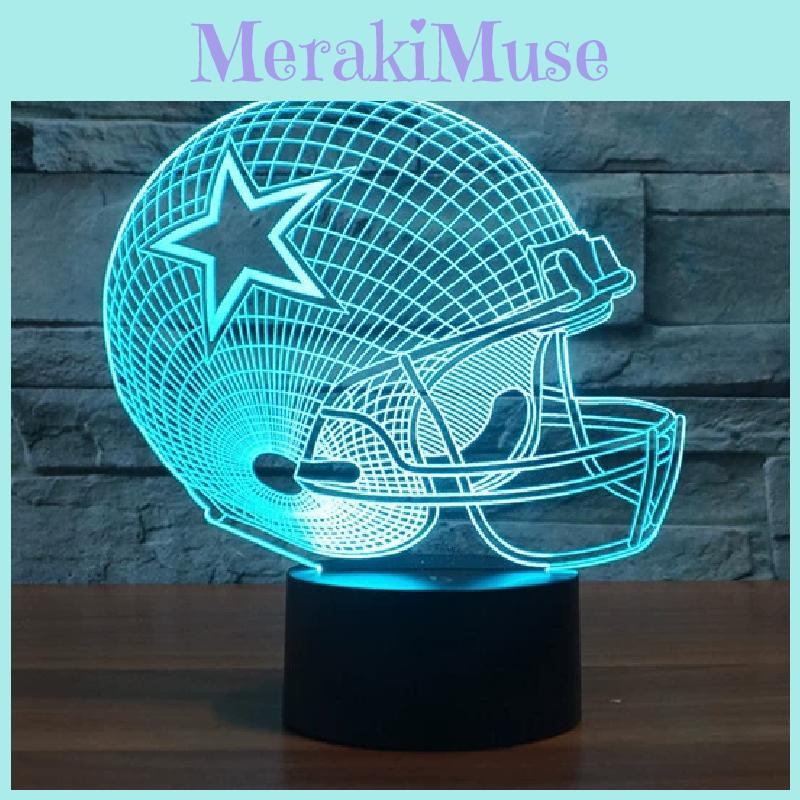 Rugby Cap Pattern 3d Led Night Light With Touch Control For Home Decor Gift