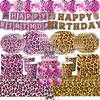 Rosa Leopard Geburtstagsparty Dekoration Tier Leopard Thema Geschirr Becher Teller Banner Ballons Geburtstagsparty Zubehör Geschenke