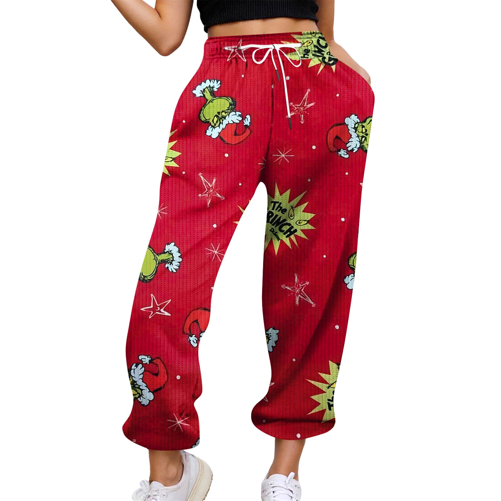 Women s Casual Pants High-waisted Belted Jogging Pants With Pockets S