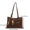 Retro Commuter Shoulder Bag  Simple Pu Leather Tote Bag Underarm Bag Female Versatile Large Capacity Handbag
